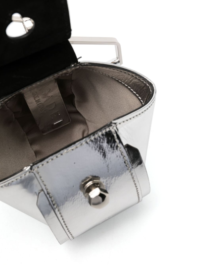 Shop Casadei Manola Leather Tote Bag In Silver