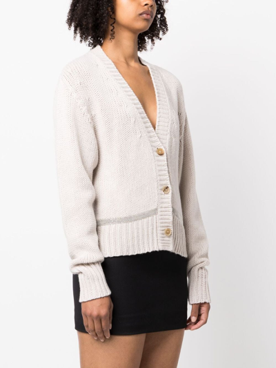 Shop Fabiana Filippi Button-up Knitted Cardigan In Neutrals