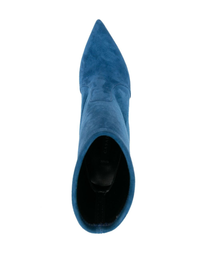Shop Casadei Blade 125mm Suede Ankle Boots In Blue