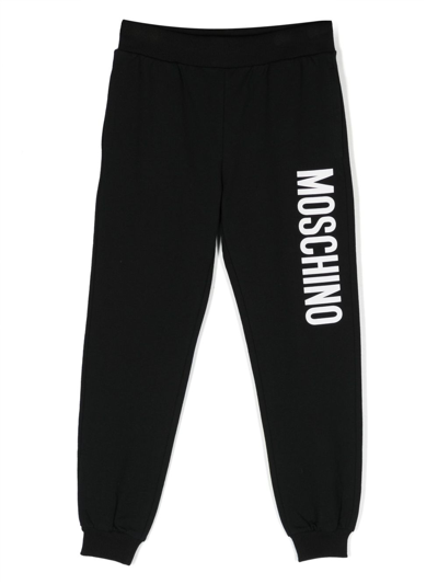 Shop Moschino Logo-print Cotton Track Pants In Black