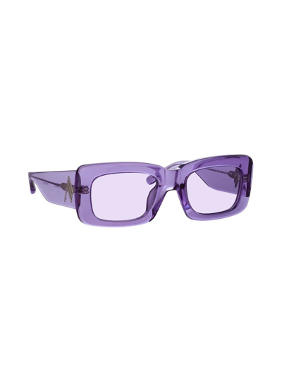 Shop Linda Farrow X  Rectangle-frame Sunglasses In Purple