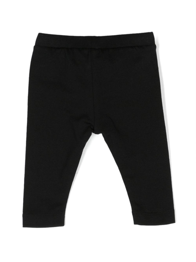 Shop Moschino Logo-print Stretch-cotton Leggings In Black