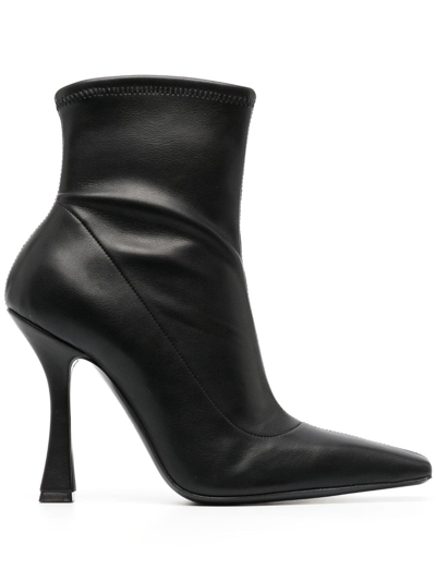 Shop Casadei Geraldine 100mm Leather Boots In Black