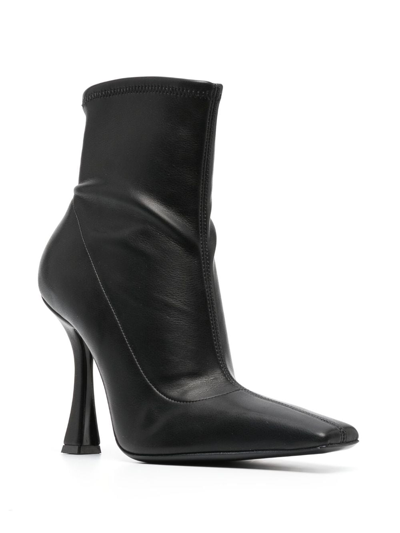 Shop Casadei Geraldine 100mm Leather Boots In Black