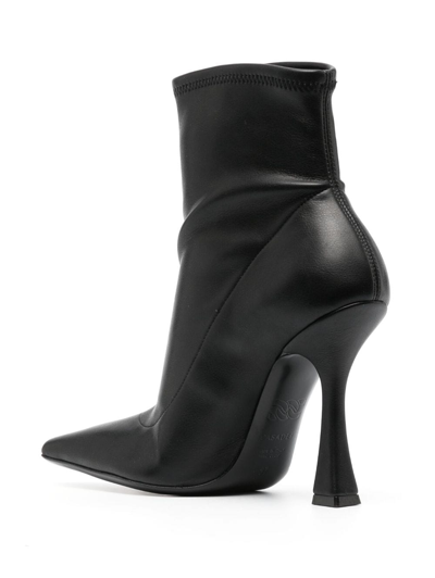 Shop Casadei Geraldine 100mm Leather Boots In Black