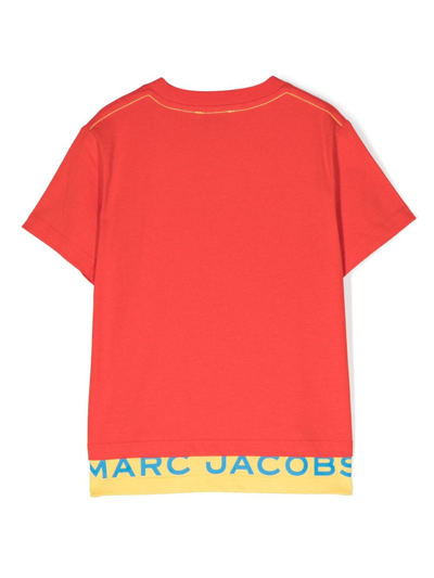 Shop Marc Jacobs Colour-block Logo-print T-shirt In Red