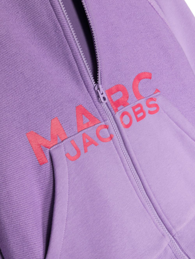 Shop Marc Jacobs Logo-print Zip-up Hoodie In Purple