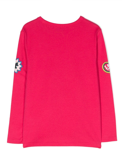 Shop Marc Jacobs Badge-detailing Long-sleeve Cotton T-shirt In Pink