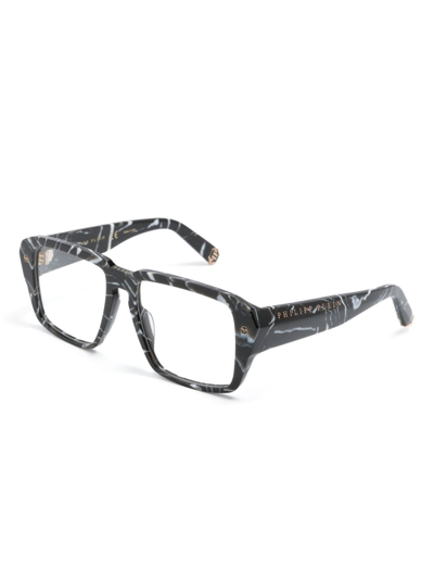 Shop Philipp Plein Eyewear Marbled-pattern Square-frame Glasses In Black