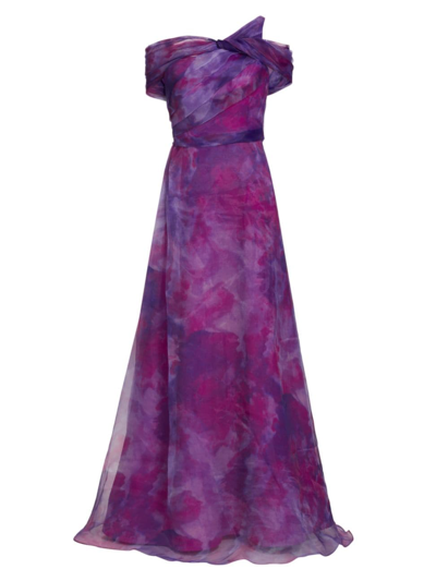 Shop Rene Ruiz Collection Women's Twisted Off-the-shoulder Organza Gown In Orchid