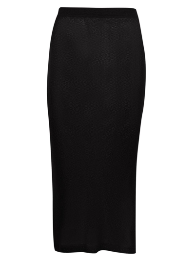 Shop Vix By Paula Hermanny Women's Emma Linen-blend Midi-skirt In Black