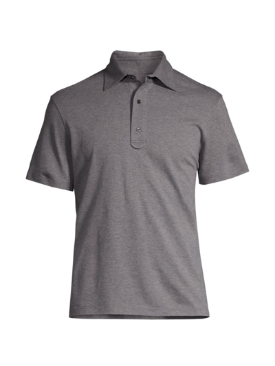Shop Isaia Men's Piqué Cotton Polo Shirt In Grey