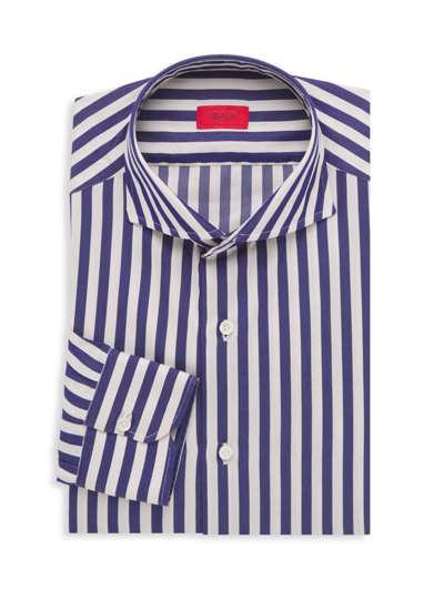 Shop Isaia Men's Striped Dress Shirt In Blue White