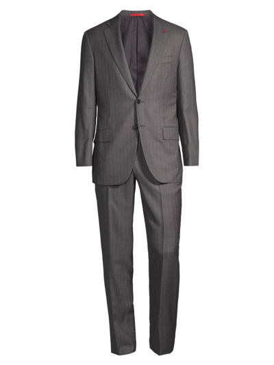 Shop Isaia Men's Sanita Pinstriped Wool Suit In Grey