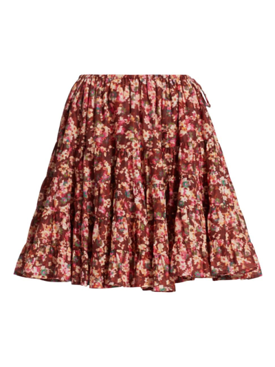 Shop Merlette Women's Hill Floral Tiered Miniskirt In Terracotta