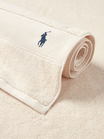 Shop Ralph Lauren Polo Player Cotton Bath Mat In White Sands