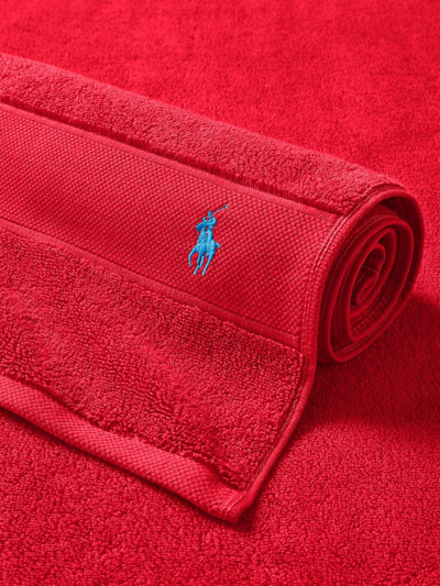 Shop Ralph Lauren Polo Player Cotton Bath Mat In Petal Red