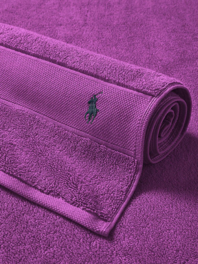 Shop Ralph Lauren Polo Player Cotton Bath Mat In Purple