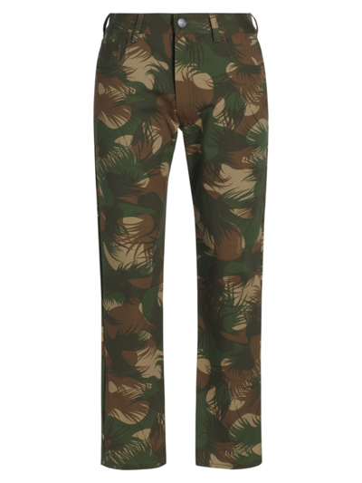 Shop Moschino Men's All Over Camouflage Trousers In Green