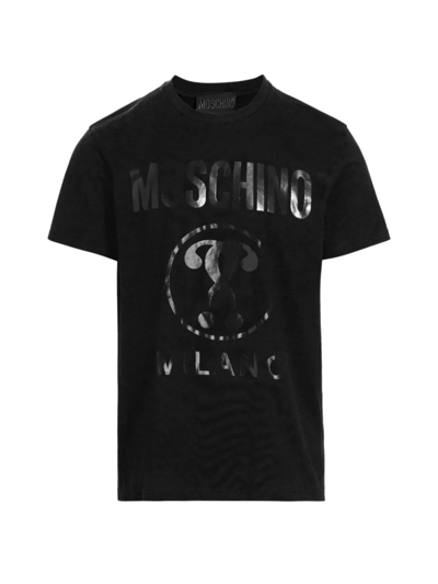 Shop Moschino Men's Milano Logo Crewneck T-shirt In Fantasy Print Black