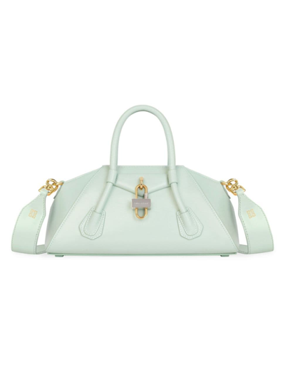 Shop Givenchy Women's Mini Antigona Stretch Bag In Box Leather In Celadon