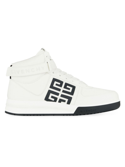 Shop Givenchy Men's G4 High Top Sneakers In Leather In White