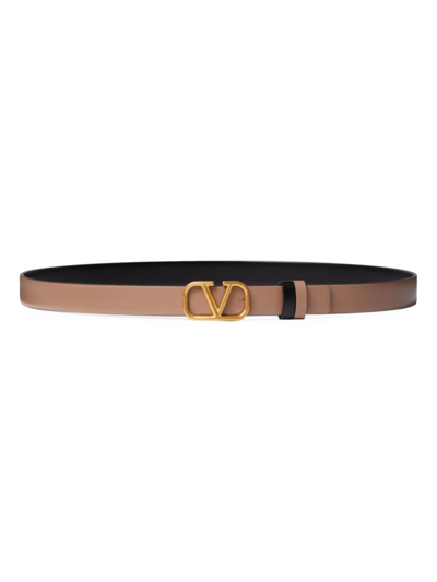 Shop Valentino Women's Reversible Vlogo Signature Belt In Smokey Beige Black