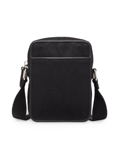 Shop Valentino Men's Small Iconographe Nylon Shoulder Bag In Black