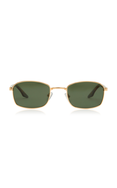 Shop Banbe The Lima Square-frame Metal Sunglasses In Green
