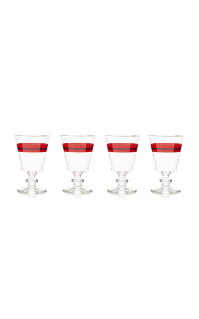 Shop Moda Domus Set-of-four Stemmed Wine Glasses In Red