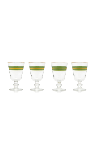 Shop Moda Domus Set-of-four Stemmed Water Glasses In Green