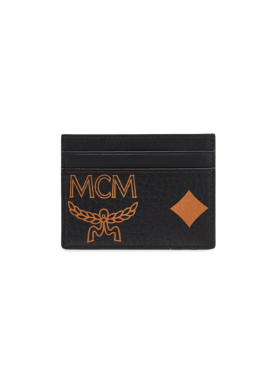 Shop Mcm Women's Mini Aren Maxi Monogram Visetos Card Case In Black