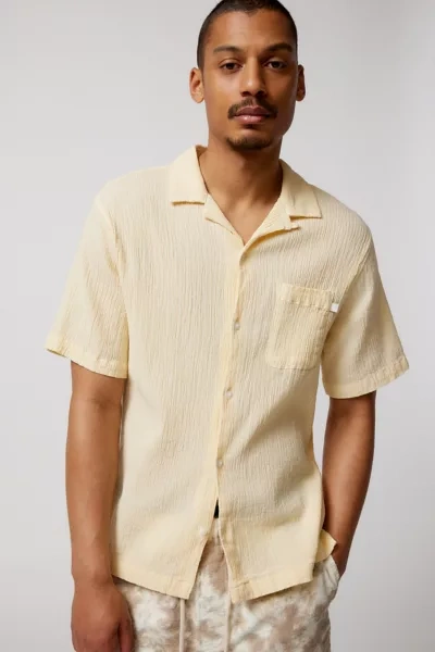 Shop Standard Cloth Liam Crinkle Cut Shirt Top In Beige At Urban Outfitters