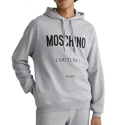 Shop Moschino Couture Logo Hooded Sweatshirt In Grey