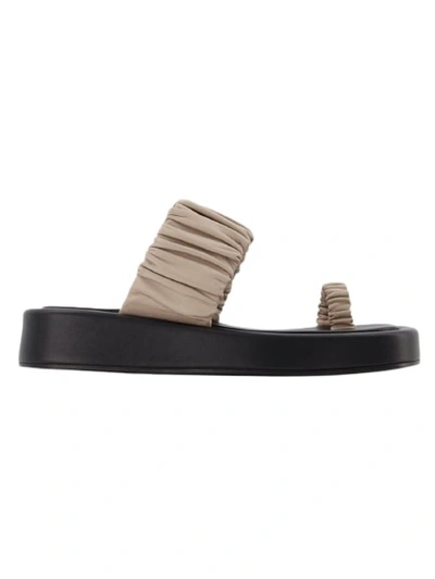 Shop Elleme Amor Platform Slides - Taupe/black - Leather