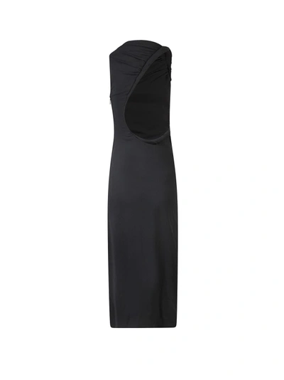 Shop Versace Long Dress With Elastic Profile In Black