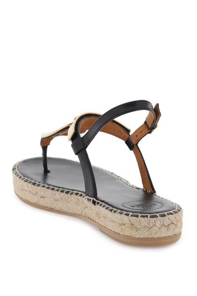 Shop Chloé Sandals With Metal Detail In Black,gold