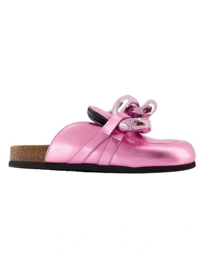 Shop Jw Anderson Chain Loafers - Leather - Pink