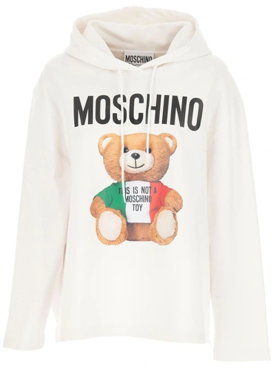Shop Moschino Couture Logo Hooded Sweatshirt In White