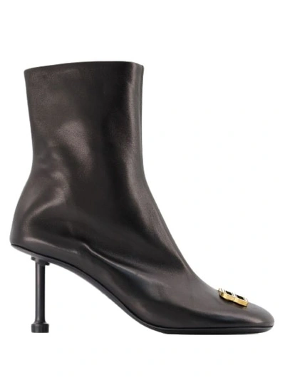 Shop Balenciaga Groupie M80 Ankle Boots - Black/gold - Leather