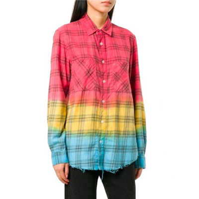 Shop Amiri Frayed Degrade Checked Shirt In Multicolor