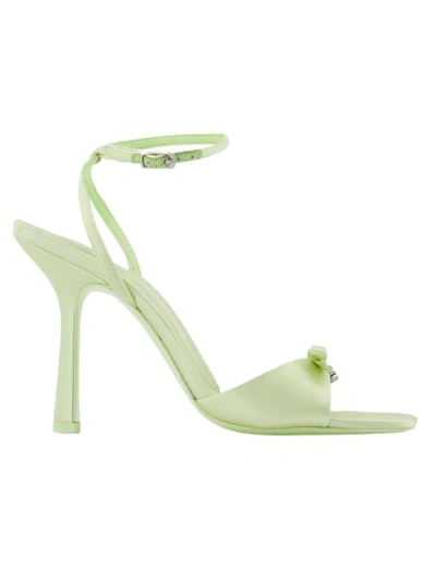 Shop Alexander Wang Dahlia 105 Bow  Sandals - Butterfly - Satin In Green