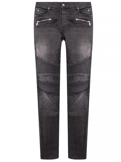 Shop Balmain Grey Cotton Jeans