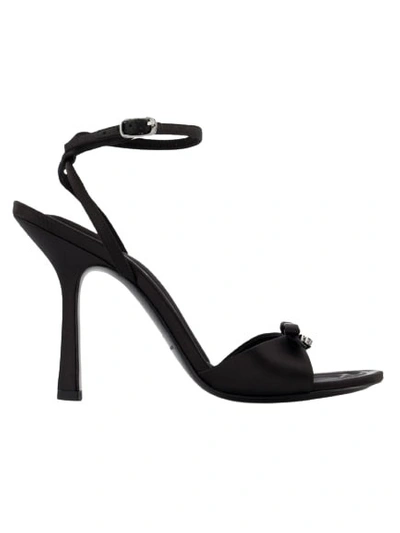 Shop Alexander Wang Dahlia 105 Bow  Sandals - Black - Satin