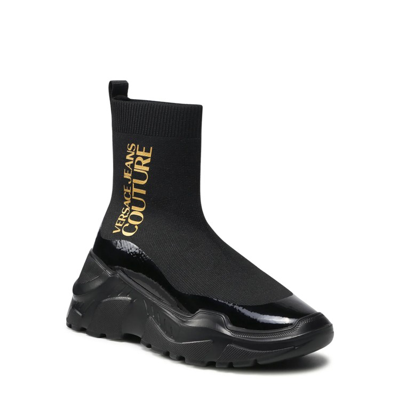 Shop Versace Jeans Couture Sock Sneakers In Black