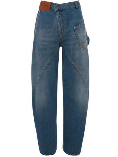 Shop Jw Anderson Twisted Workwear Denim Jeans In Blue