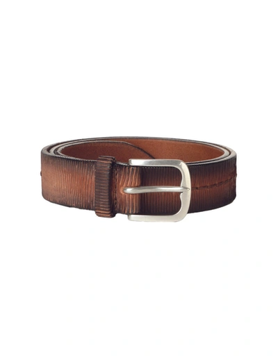Shop Orciani Blade Belt With Stitching In Brown