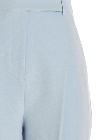 Shop Self-portrait Trousers With Front Pleats In Light Blue