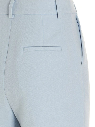 Shop Self-portrait Trousers With Front Pleats In Light Blue