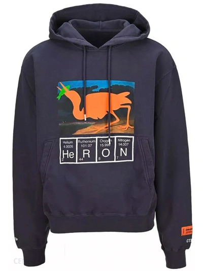 Shop Heron Preston Logo Hooded Sweatshirt In Blue